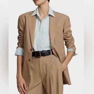 NWT Polo Ralph Lauren Womens Camel Wool Blazer Size 10 Italian Fabric Portugal